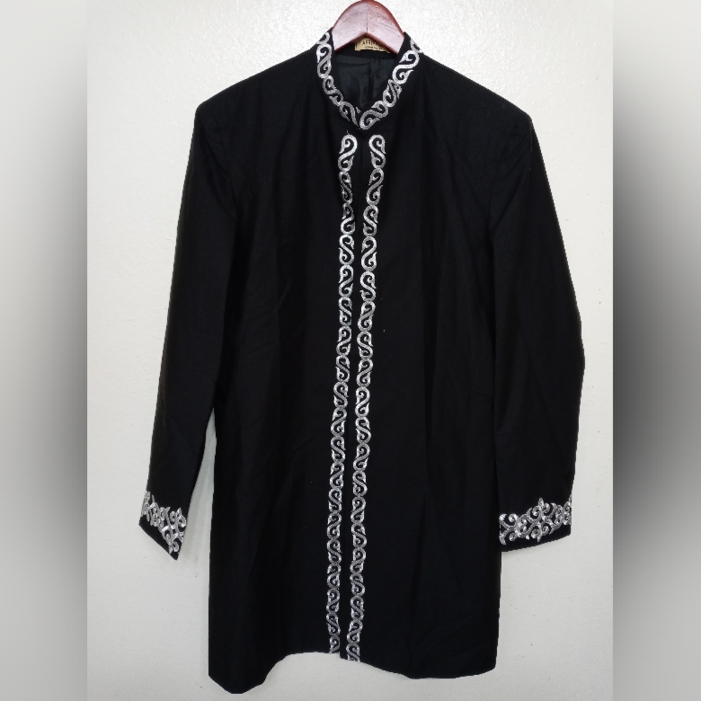 AfriPride Men's African Below the Knee Mock Neck Embroidery Top